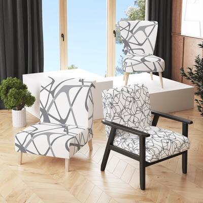 Designart "Abstract Vector Grey Element" Upholstered Patterned Accent Chair and Arm Chair