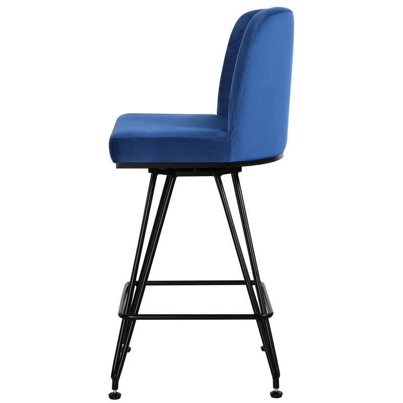 26" Leather/Velvet Swivel Counter Height Bar Stools - 38.2"H x 17.7"W x 19.1"D