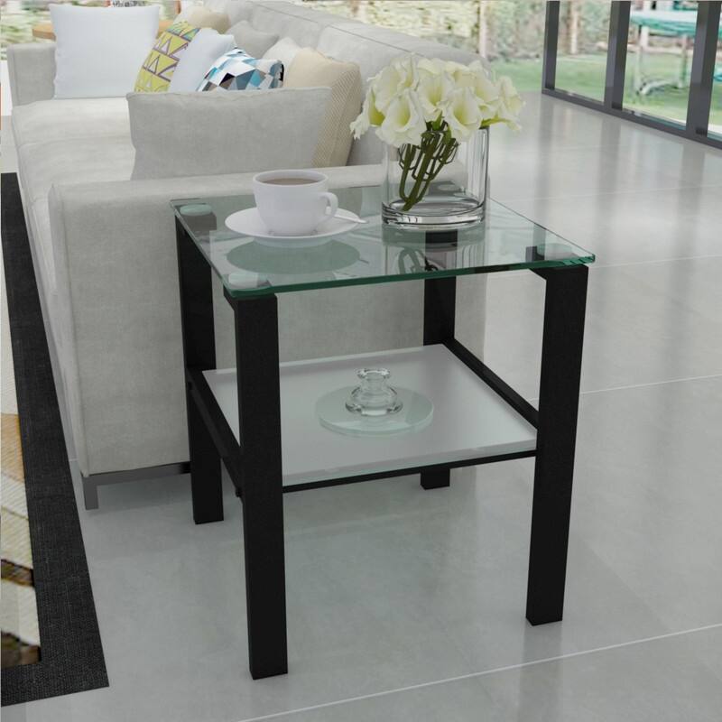 2-Piece 2-Layer Glass Side Table