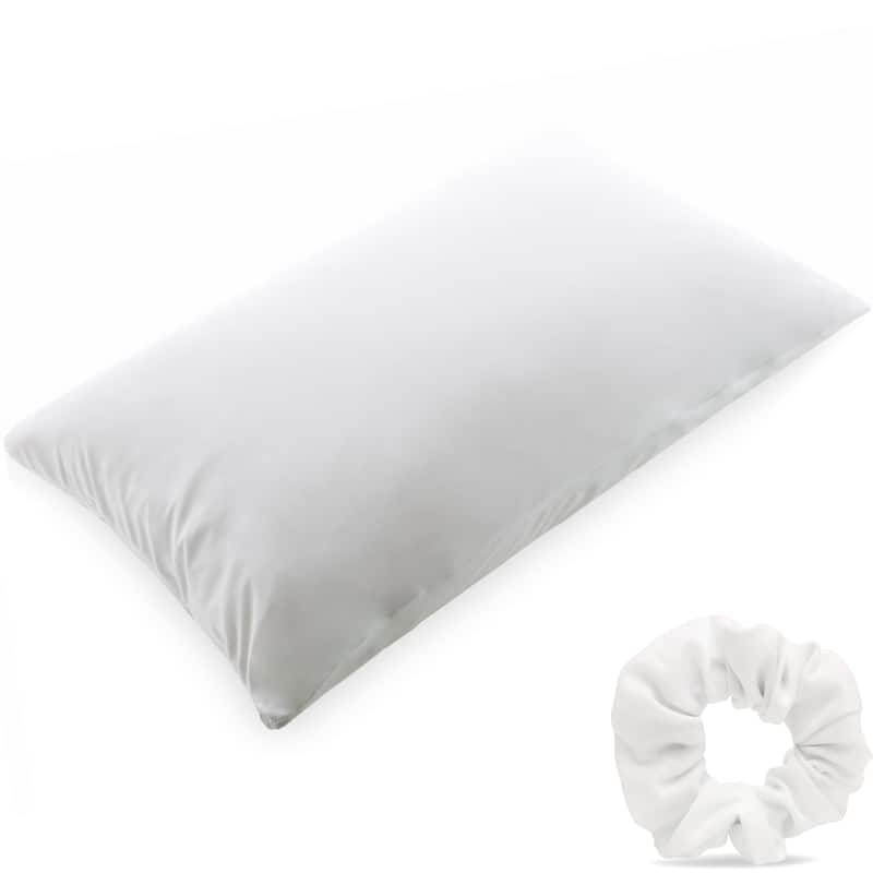 Beauty Pillow Cover Keeps Hair Tangle Free and Bonus Matched Scrunchie - White - Queen - 20" x 30"