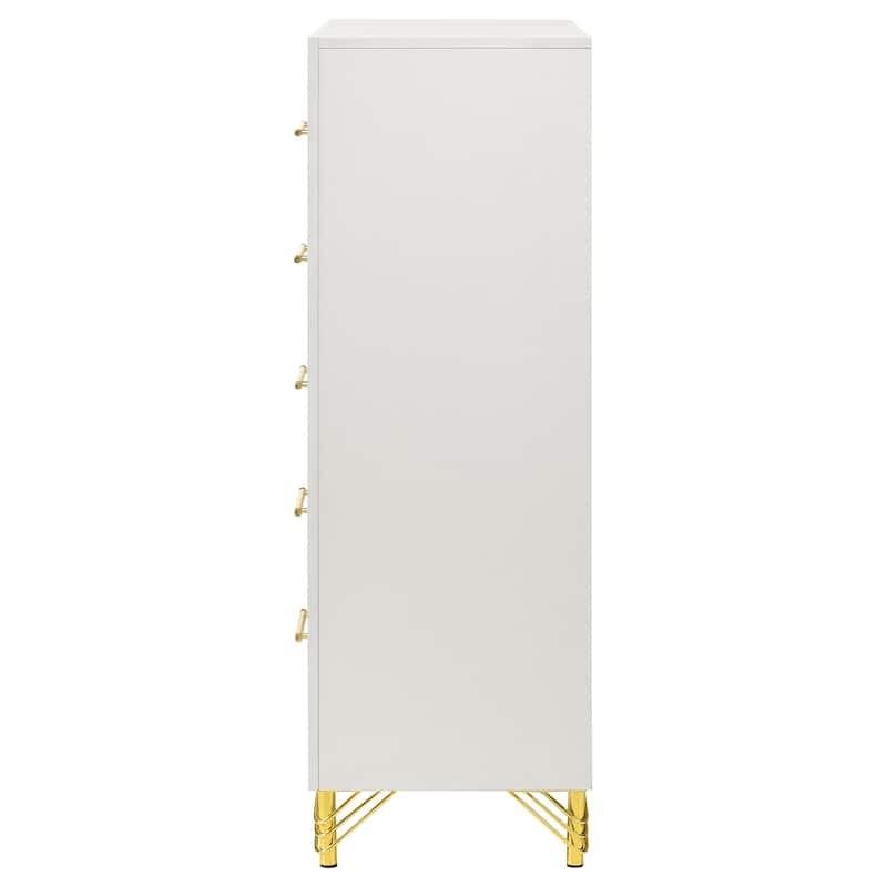 Lucia Modern Classic 5-drawer Bedroom Chest of Drawers White