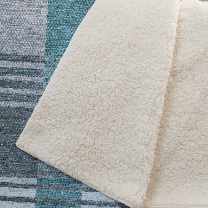 Premium Machine Washable Contemporary Sherpa Throw Blanket