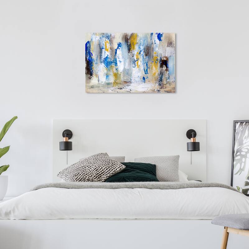 Wynwood Studio Canvas Abstract Rain at the Beach Blue and Modern & Contemporary Wall Art Canvas Print - 24 x 36