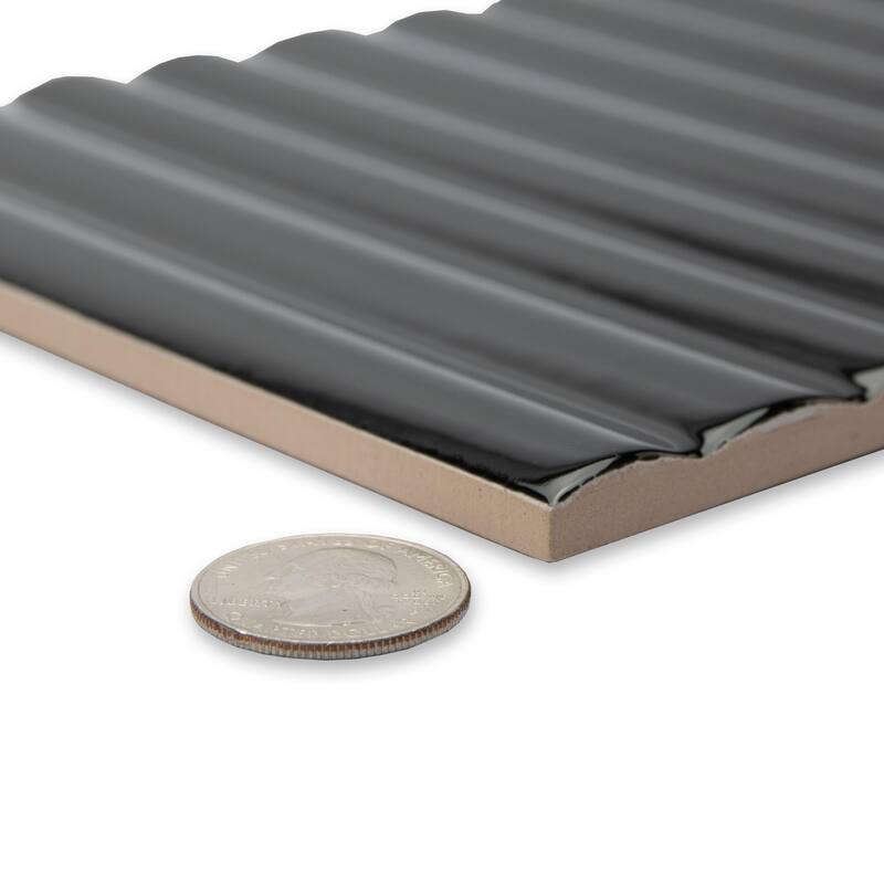 Merola Tile Crown Heights Rubik Glossy Black 5-7/8" x 11-3/4" Ceramic Wall Tile
