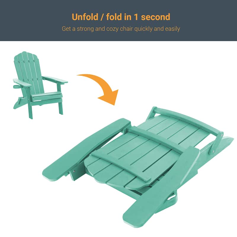 LIVOOSUN Outdoor Folding Adirondack Chair w/Cup Holder Set of 2 or 4