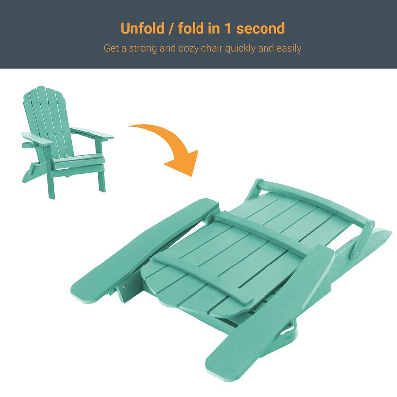 LIVOOSUN Outdoor Folding Adirondack Chair w/Cup Holder Set of 4
