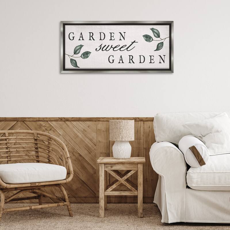 Stupell Sweet Garden Sign Framed Floater Canvas Wall Art Design By Lil' Rue