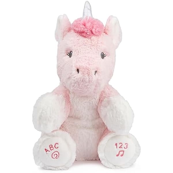 slide 2 of 5, Gund Alora The Unicorn Animated Plush, Stuffed Animal, Sings ABC, Pink, 11-inch