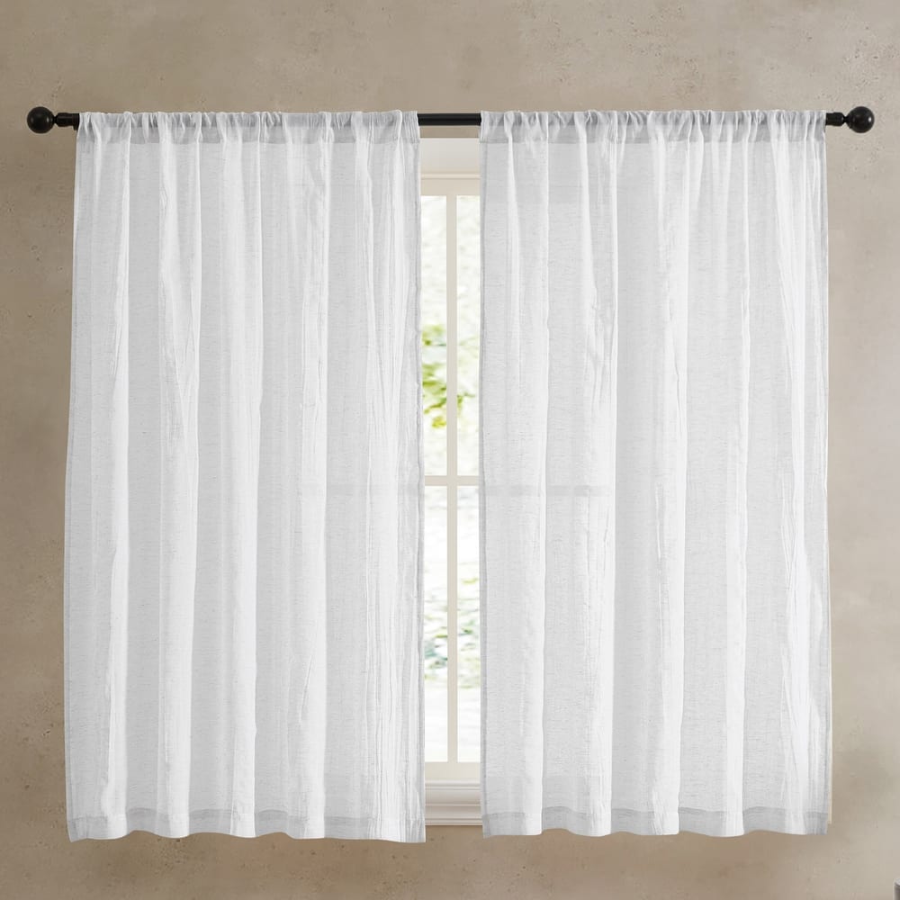 French Connection Charter Crushed Rod Pocket Window Curtain Pair