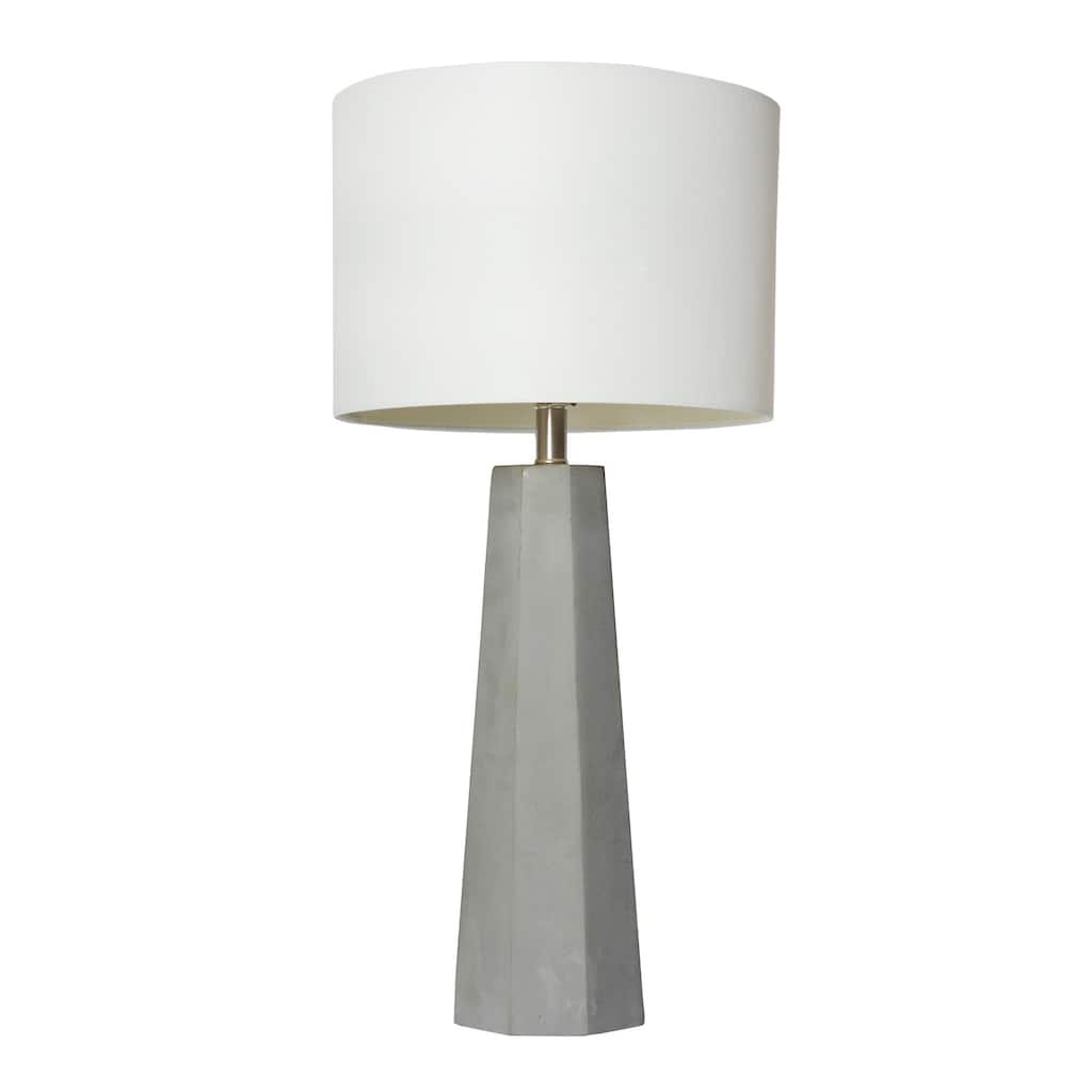 30.5 in. Gray Finish Table Lamp with White Shade, Sturdy Table Lamp for Living Rooms and Bedrooms