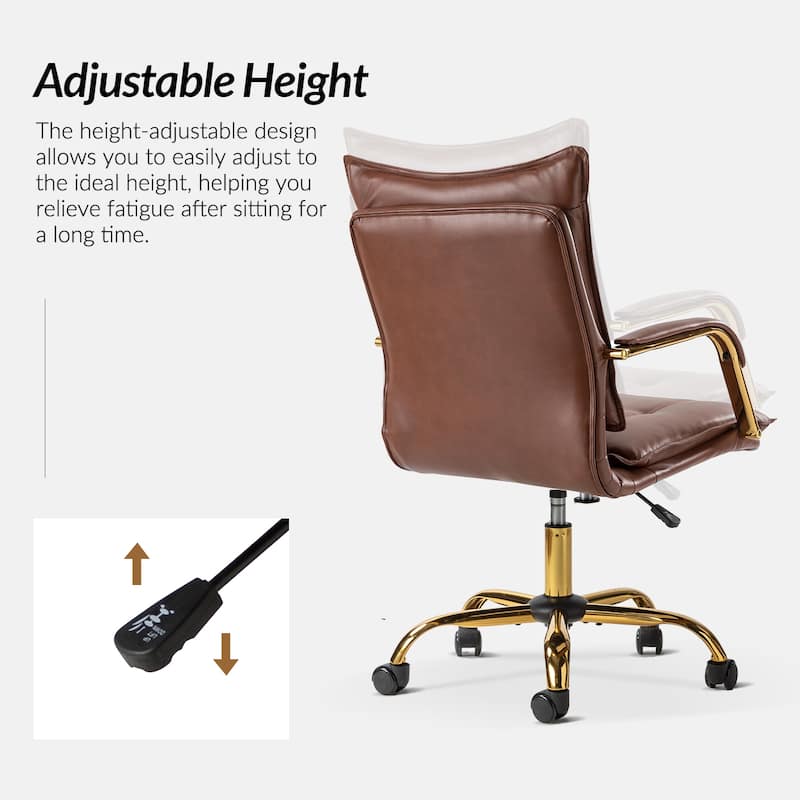 Zarina Modern Faux Leather Swivel Office Desk Chair with Height-adjustable by HULALA HOME
