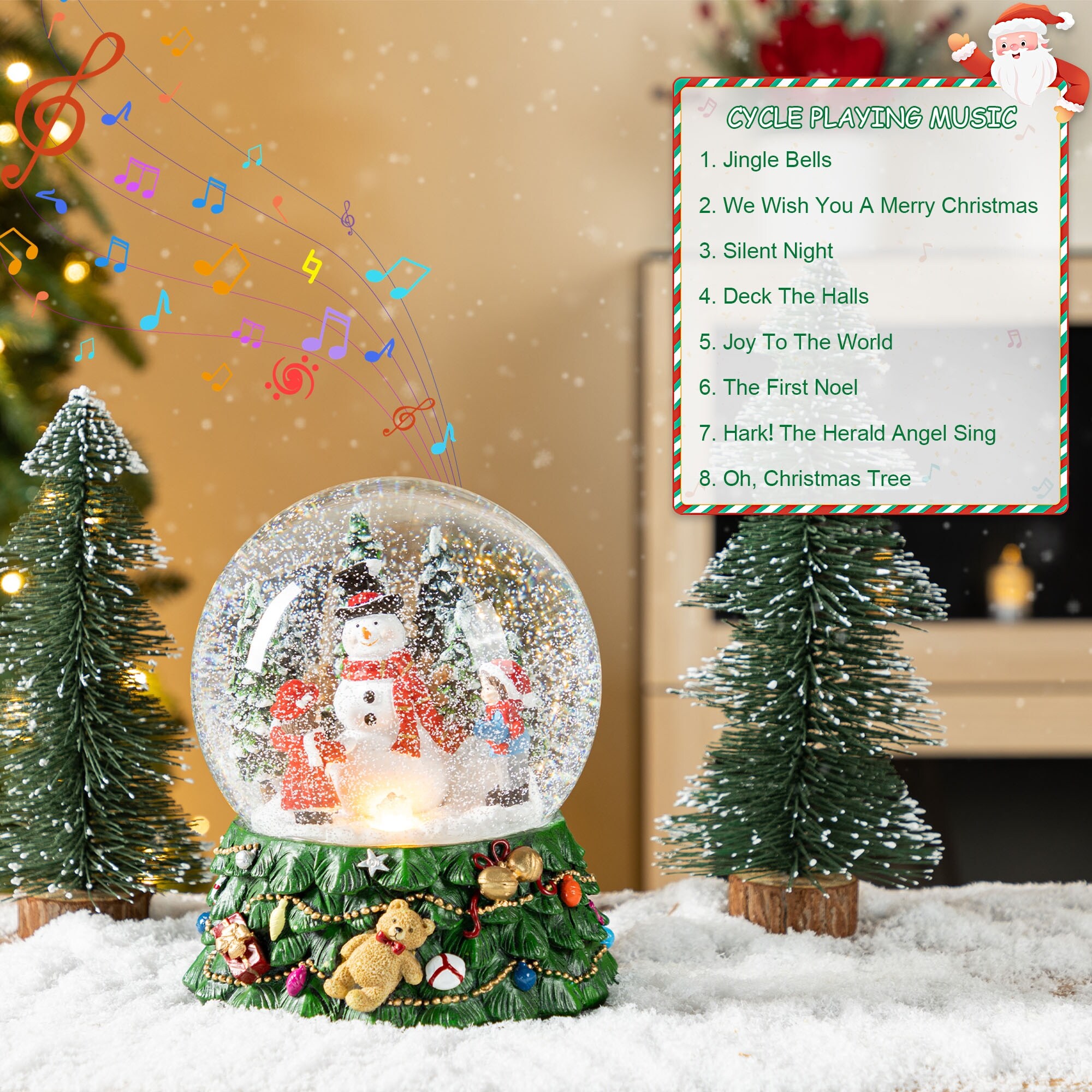 Glitzhome 150mm Christmas Resin Lighted Musical Snowflakes