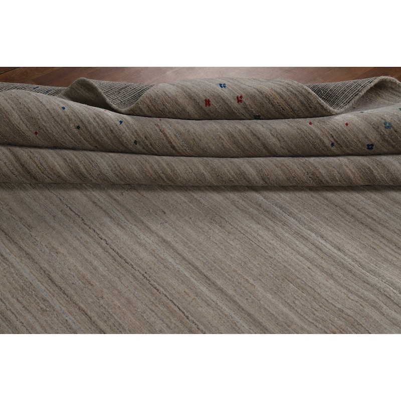 Striped Wool Gabbeh Indian Area Rug 9x12 - 9' x 12'