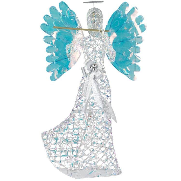 Clear-Blue Metal PVC 3D Lighted Angel with 250 LED Lights for Christmas Decor - 3 ft x 12.5" x 5.2 ft