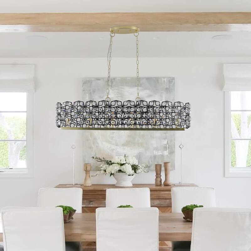 Modern Champagne Gold Oval Crystal Ceiling Chandelier Luxury Pendant Light Fixture Ceiling Light for Living Room