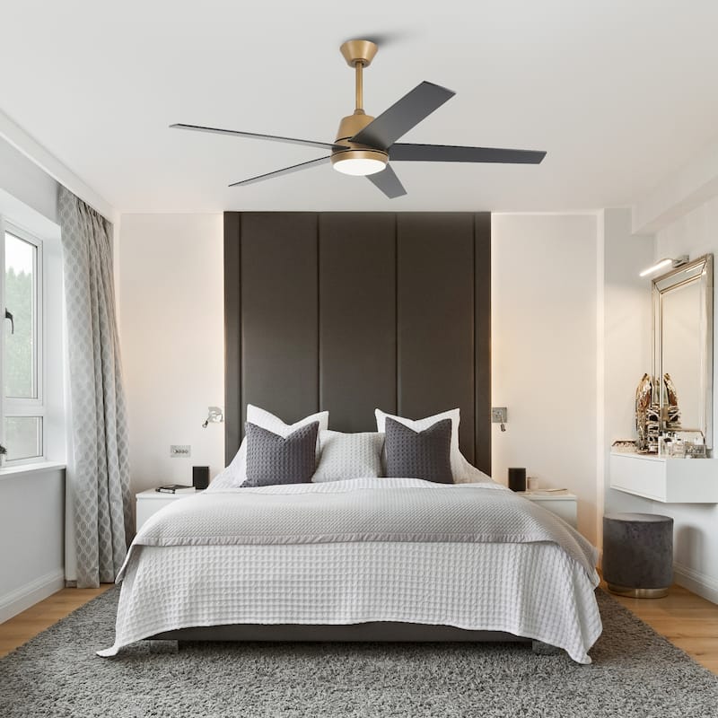 Vaczon 52" Gold Reversible Modern Smart LED Ceiling Fan with Light and App Comtrol