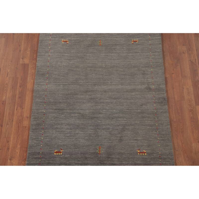 Tribal Gabbeh Accent Rug Handmade Wool Carpet - 3'11"x 5'9"