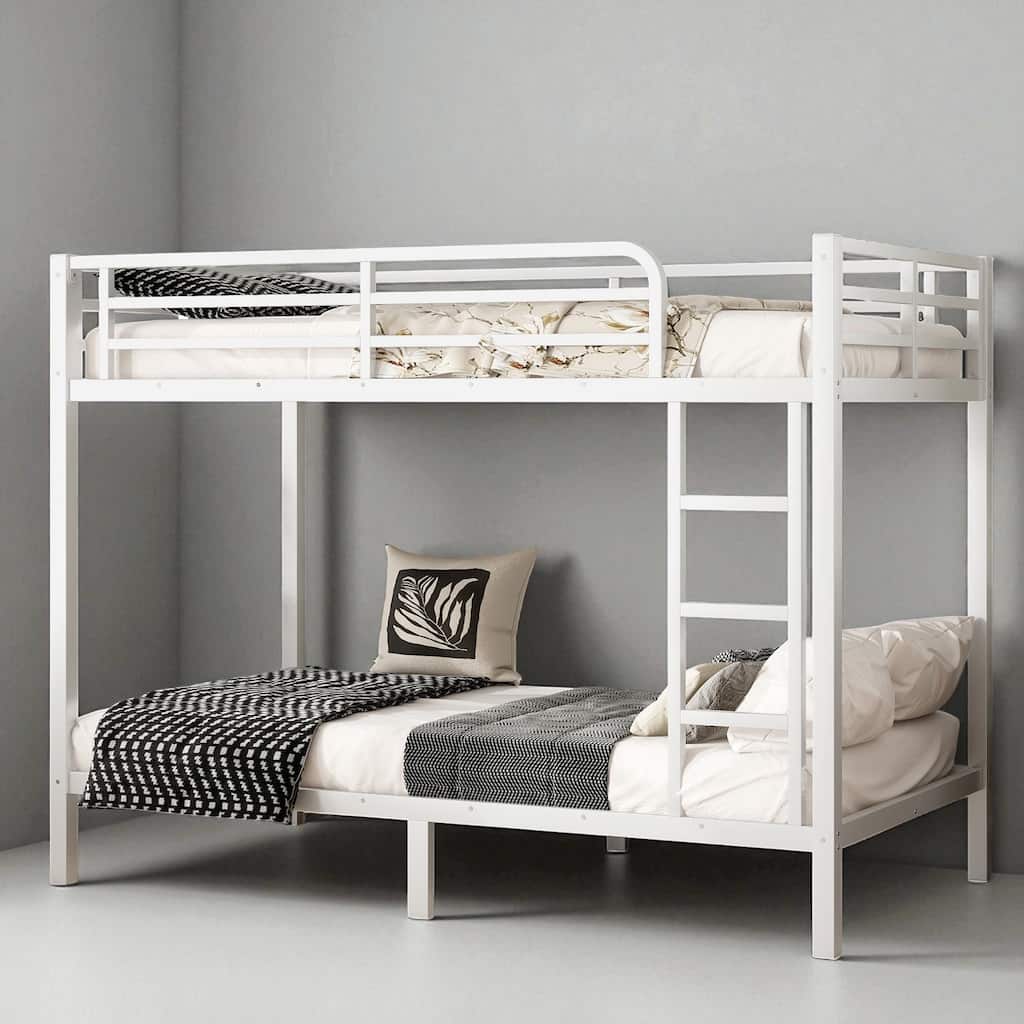 Metal Twin XL over Twin XL/Full over Full Bunk Bed for Teens, No Box Spring, Noise Reduced