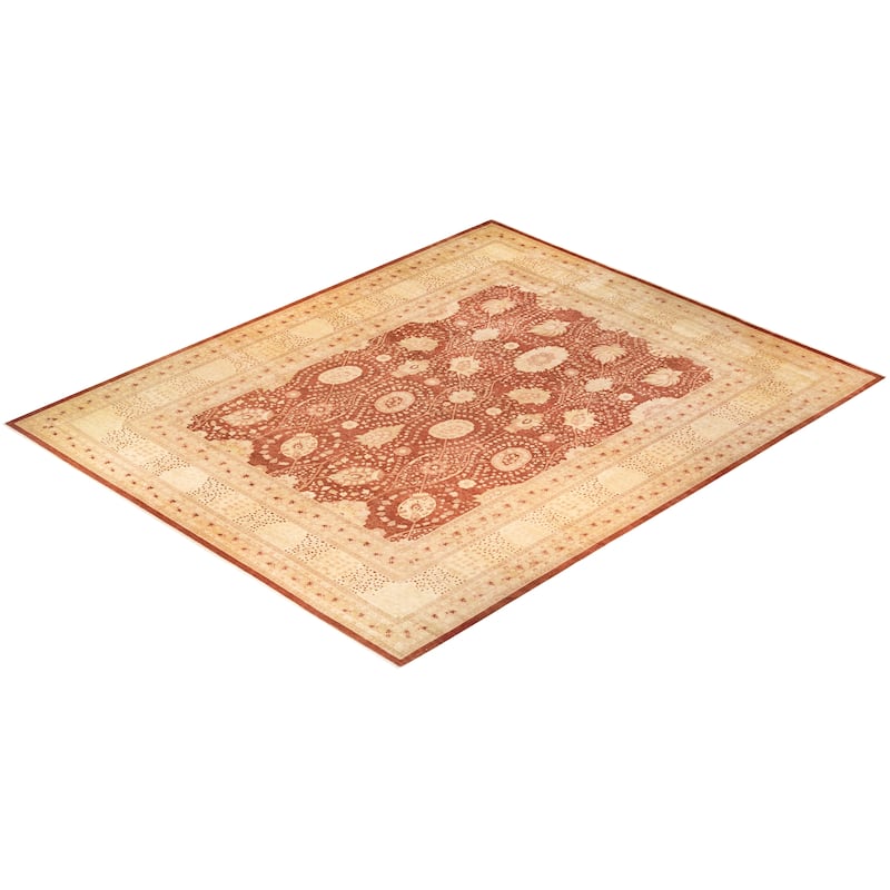 Overton Hand Knotted Wool Vintage Inspired Traditional Mogul Yellow Area Rug - 12' 6" x 15' 3"
