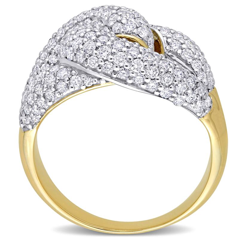 Miadora 1-3/8ct TDW Diamond Knot Design Cluster Ring in 14k White and Yellow Gold