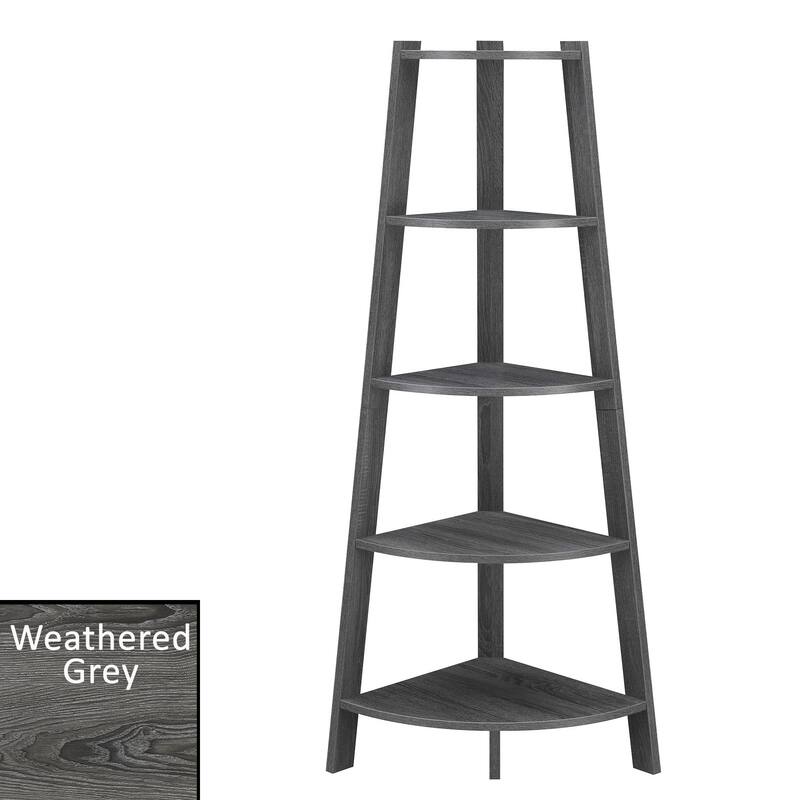 Convenience Concepts Newport 5 Tier Wide Corner Bookcase