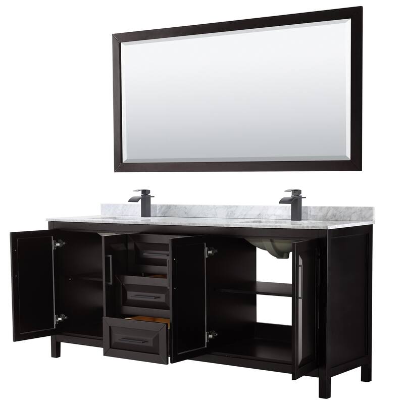 Daria 80-inch Double Vanity, Marble Top, 70-inch Mirror