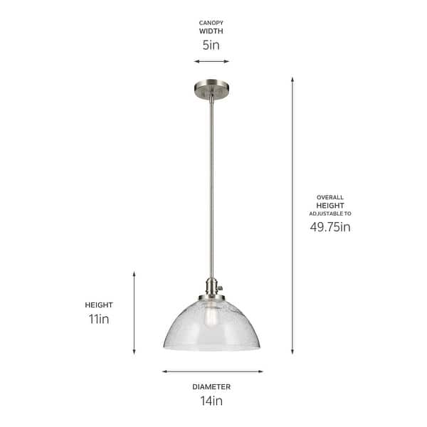 dimension image slide 10 of 16, Kichler Lighting Avery 1-Light Pendant Light with Seeded Glass