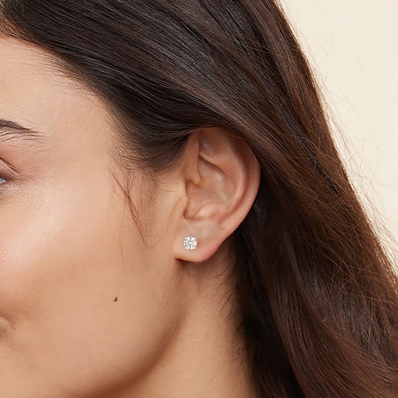 IGI Certified 1ct-4ct TDW Round Lab-Grown Diamond Solitaire Stud Earrings in 14k Gold
