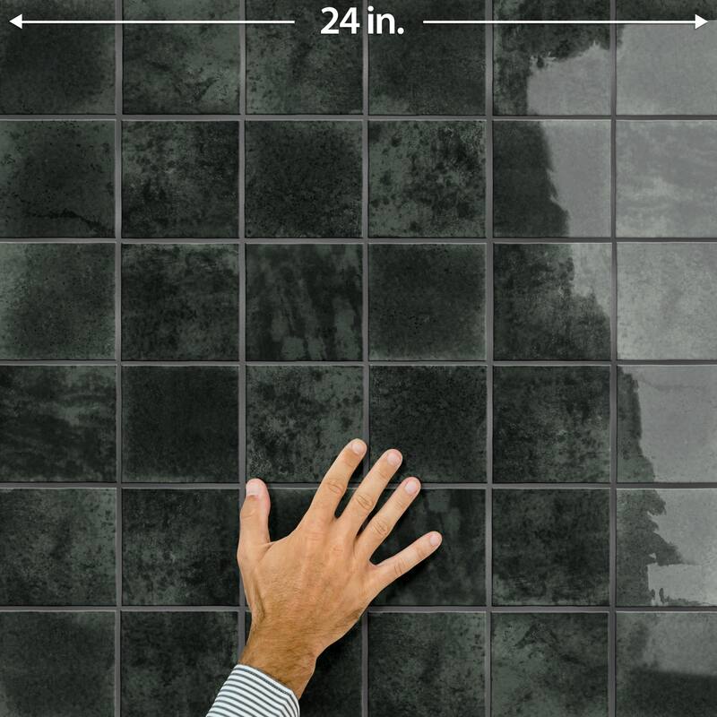 Merola Tile Menorca Forest Black 4" x 4" Ceramic Wall Tile