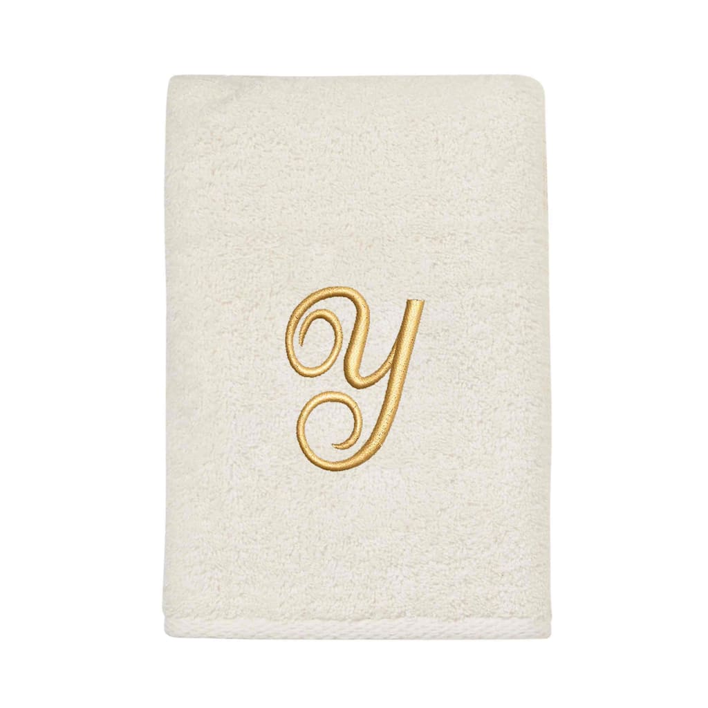 Avanti Linens Ivory/Gold Script Monogram Hand Towel Letter Y - Hand Towel