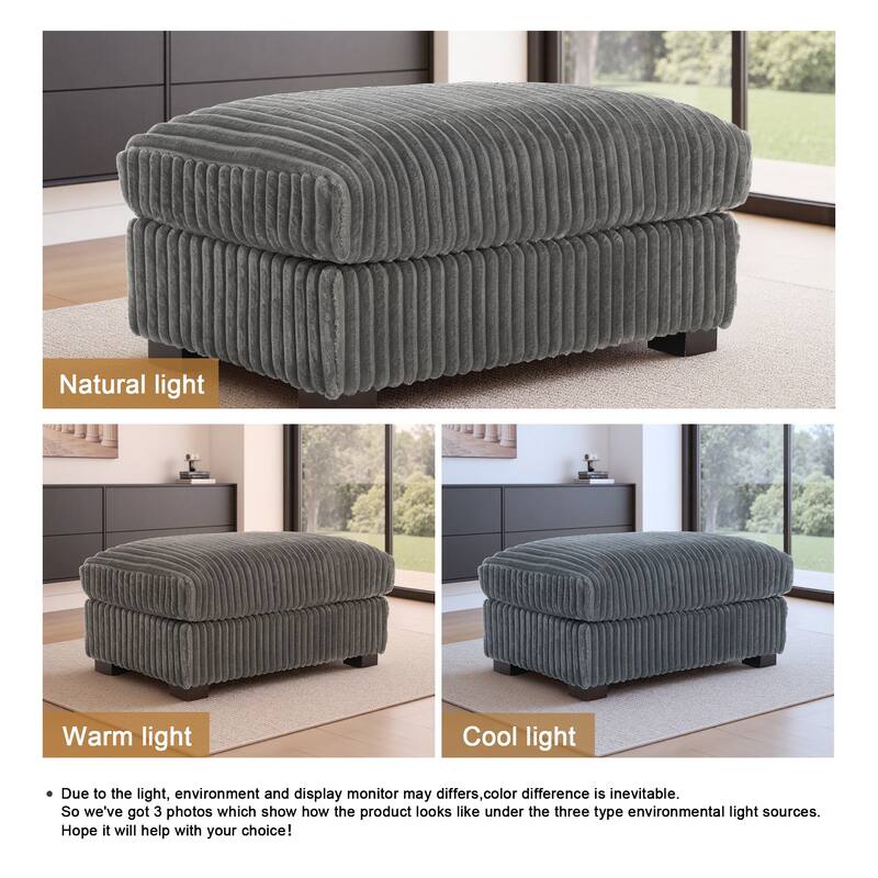 Modern Interior Rectangle Faux Fur Ottoman