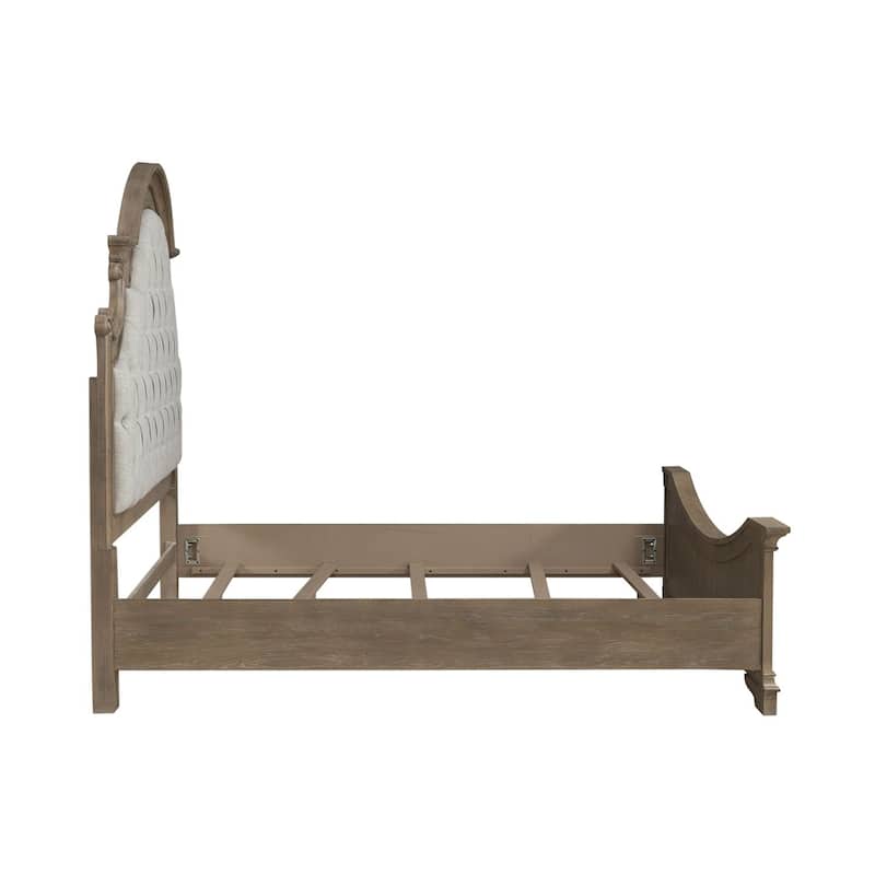 Magnolia Manor Upholstered Bed, Dresser and Mirror, and Nightstand Set