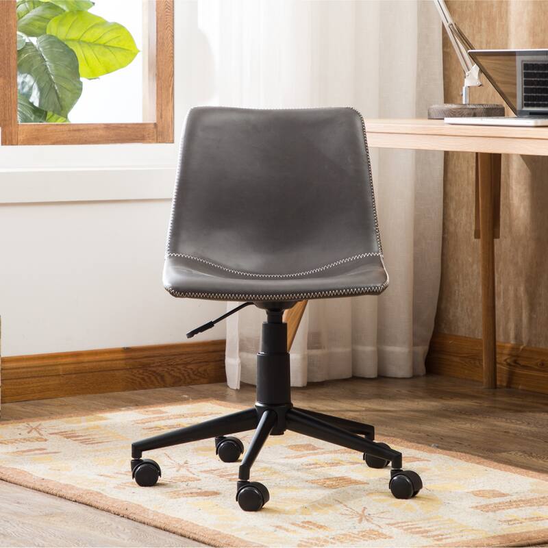 Faux Leather 360 Swivel Air Lift Office Chair, Antique Gray