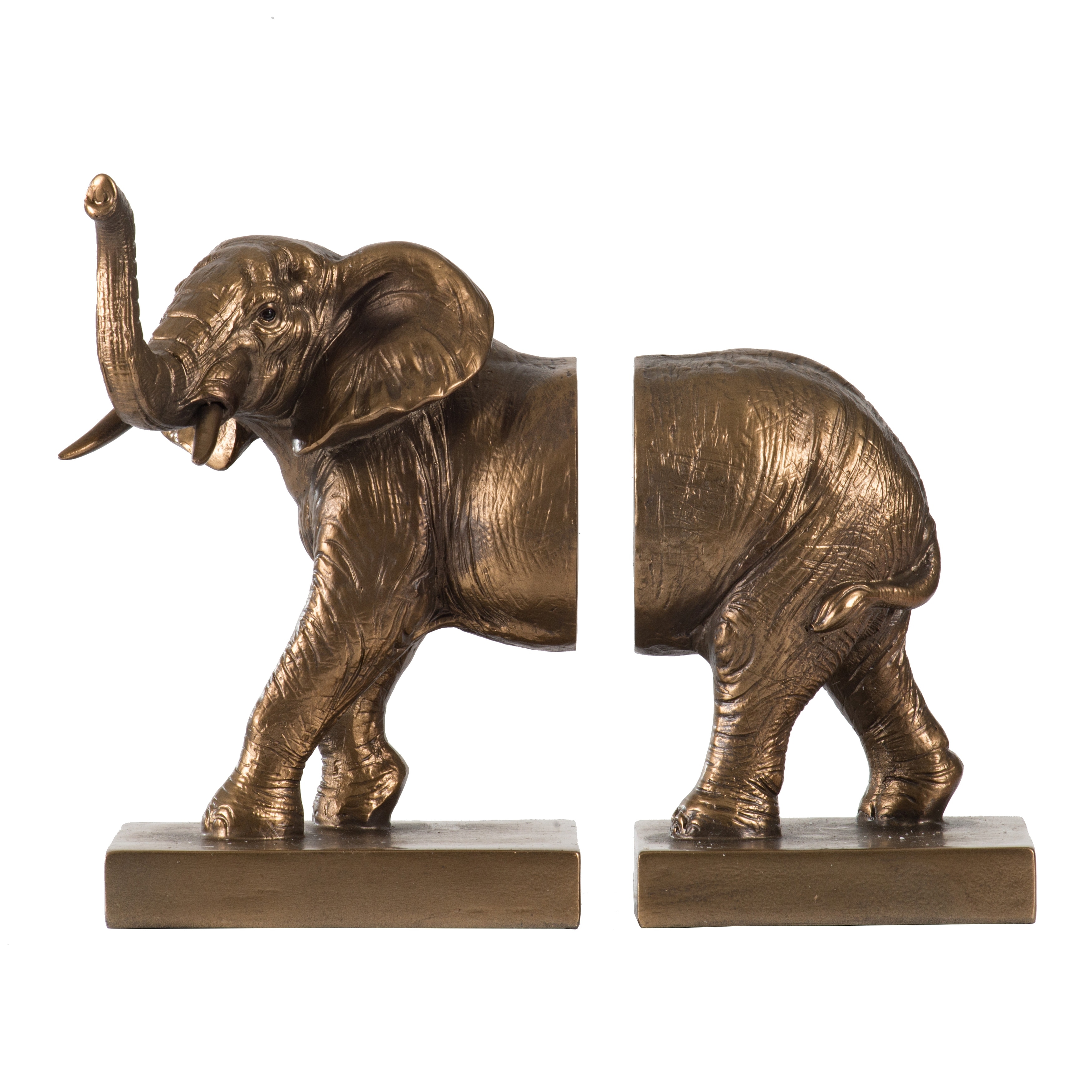 White Glazed Ceramic Elephants Bookend Set Huis BA7896384