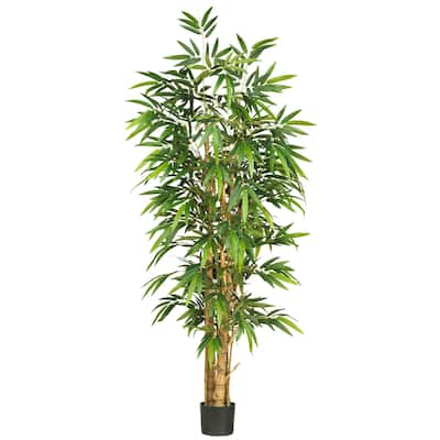 Bamboo Silk Tree 6ft - Indoor Faux Plant, Lush Green Foliage, Home Office Decor, Realistic Artificial Tree - 6ft.