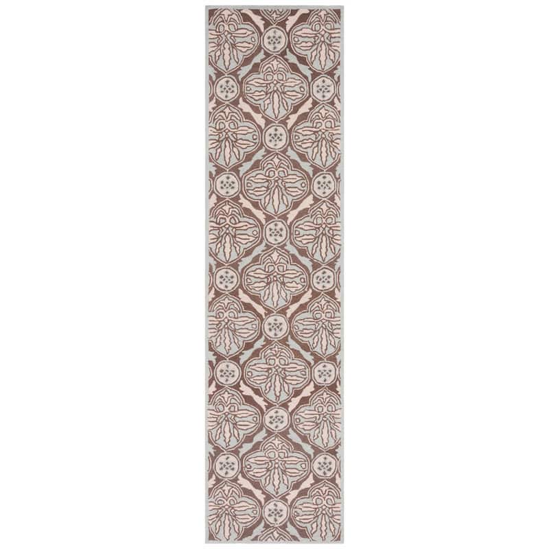 SAFAVIEH Handmade Chelsea Faiga French Country Wool Rug - 2'6" x 10' Runner - Brown/Blue