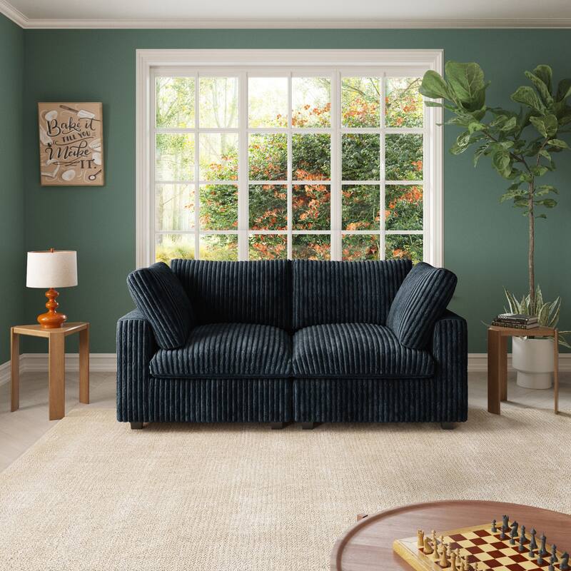 78.74" Soft Plush Modular Sectional Loveseat Sofa Upholstered Couch