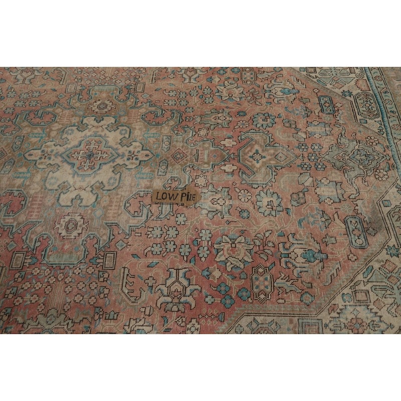 Pink Distressed Tabriz Persian Area Rug Hand-Knotted Wool Carpet - 6'8" x 9'0"