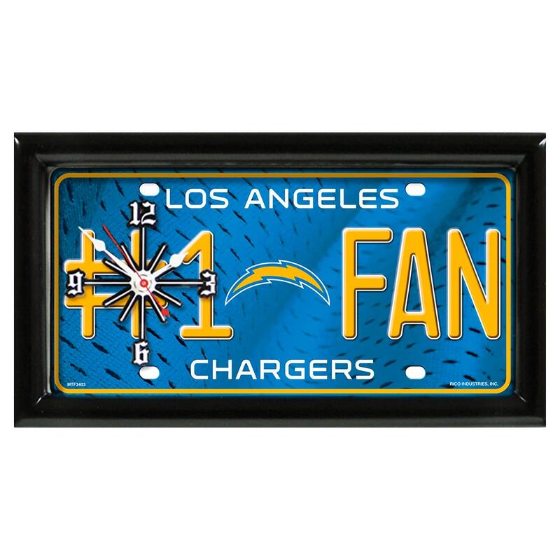 NFL Wall/Desk Analog Clock, #1 Fan with Team Logo - LA Chargers