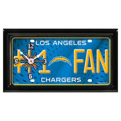 NFL Wall/Desk Analog Clock, #1 Fan with Team Logo - LA Chargers