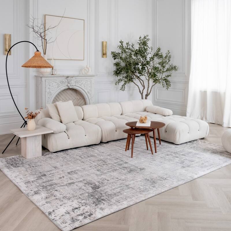 Rug Branch Atlas Boho Scandinavian Indoor Area Rug, Grey Beige