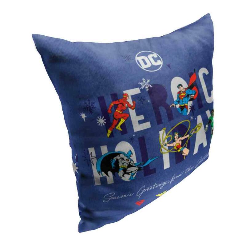 Warner Brothers DC Justice League Heroic Holidays 18 Inch Throw Pillow