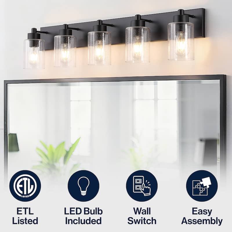 Lydia Seeded Glass/Iron LED Vanity Light, by JONATHAN Y