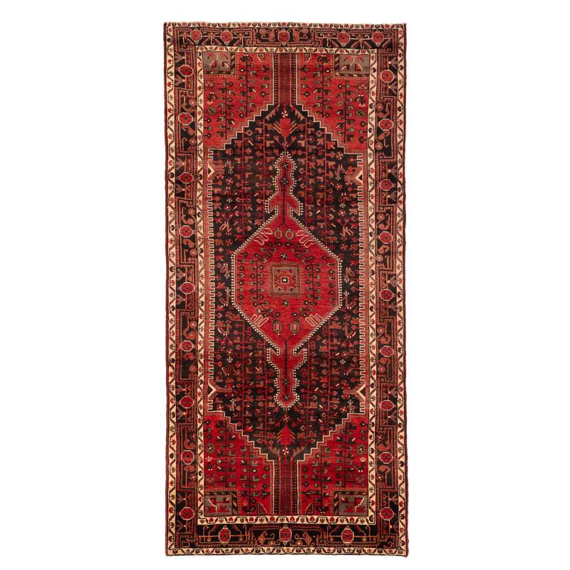 ECARPETGALLERY Hand-knotted Anadol Vintage Black, Red Wool Rug - 5'0 x 10'10