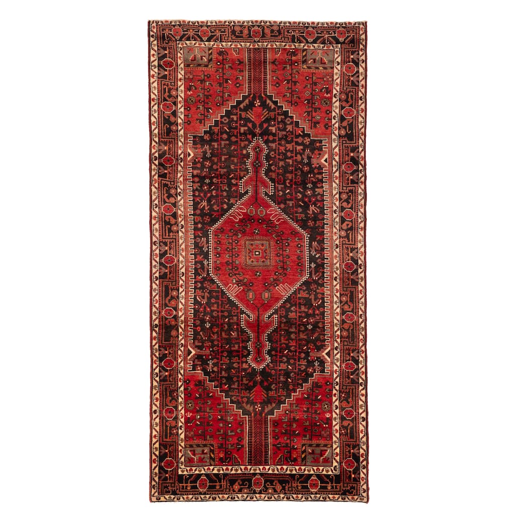 ECARPETGALLERY Hand-knotted Anadol Vintage Black, Red Wool Rug - 5'0 x 10'10