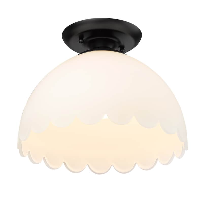 Dorinda 12.25" Wide 1-Light Semi-flush with Opal Shade