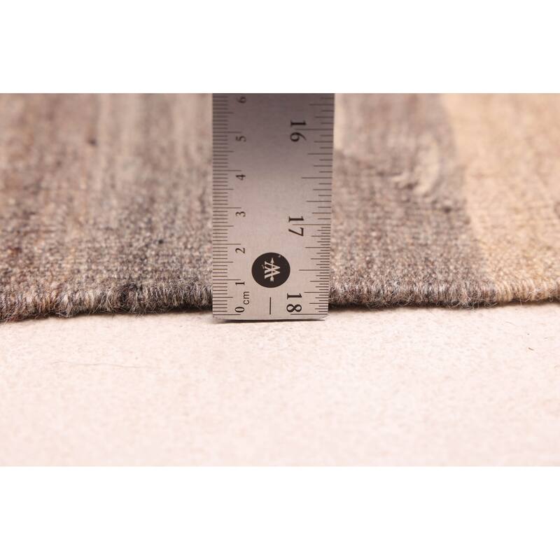 ECARPETGALLERY Flat-Weave Boho Brown Wool Kilim - 5'0 x 6'7