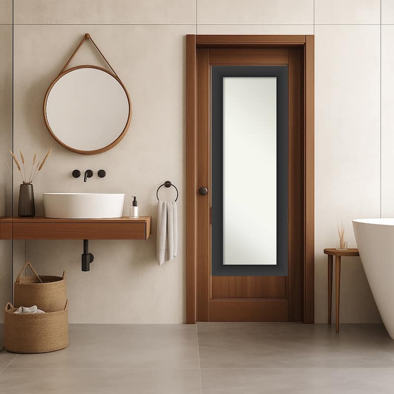 Sloped Non-Beveled Framed Full-Length On the Door Mirror