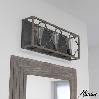 Hunter Gablecrest 3-Light Bathroom Vanity Wall Light - Modern Farmhouse, Transitional - Damp Rated!