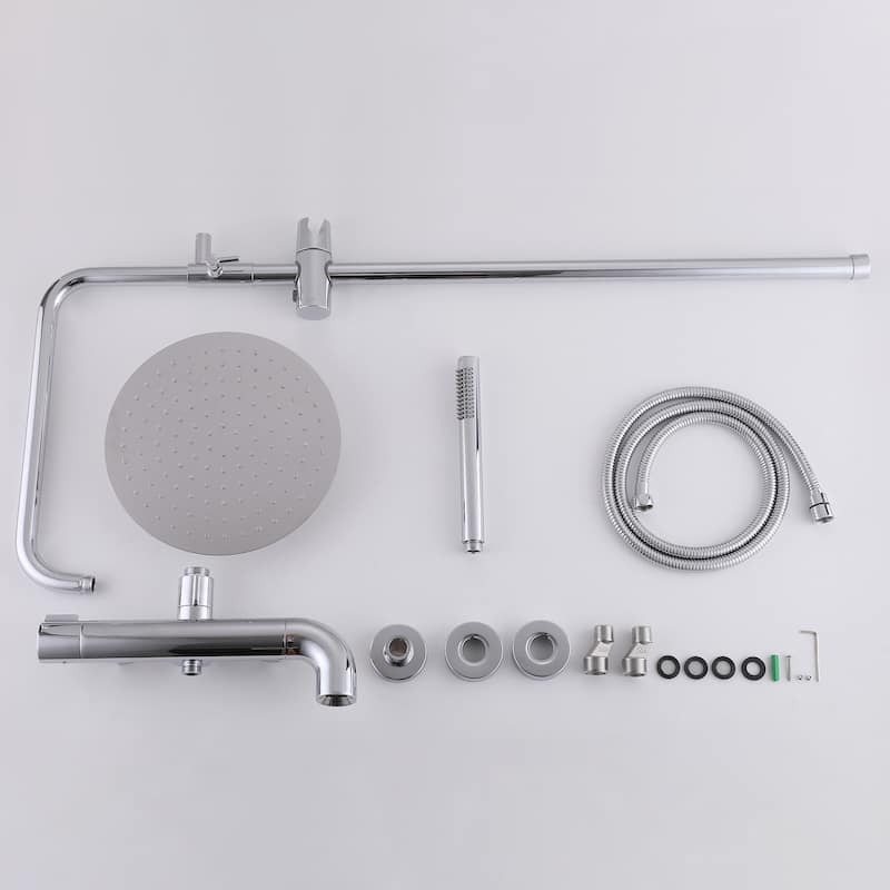 51"H Outdoor 9 Inch Round Rain Shower Set with Handheld Shower (Adjustable Slider)